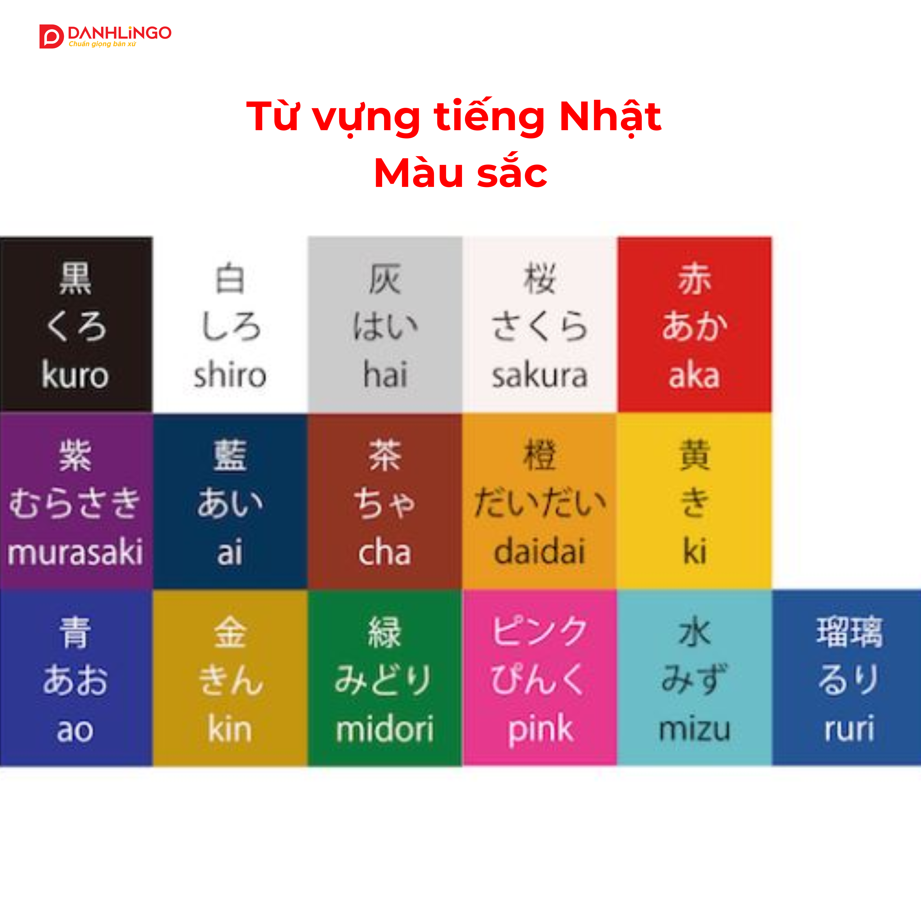 Khóa học luyện thi JLPT tại TPHCM - Từ vựng tiếng Nhật 2 tu vung tieng nhat ve mau sac